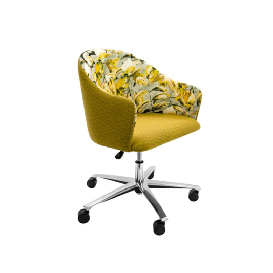 Tub Armchair Yellow (5-Star base) with Wheels | Amalia